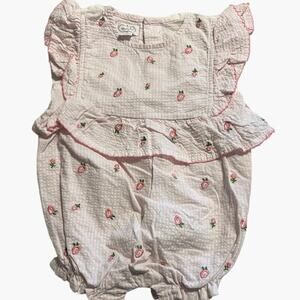 Mud Pie Infant Girls 9-12 months Seersucker Bubble Romper Twins Excellent very g